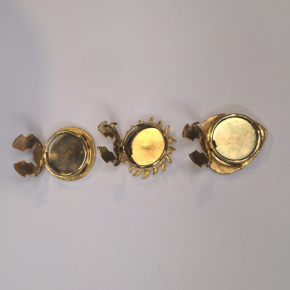 Celestial Button Covers Moon Star Sun Heart Gold Tone Roman Greek Set Of 3 - Picture 5 of 6